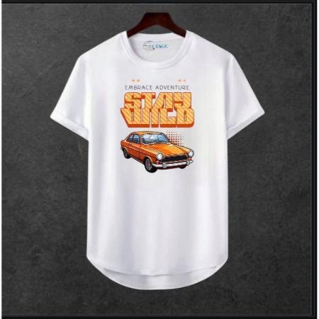 Erkek Oversize Ön Araba Baskili T-shirt Premium